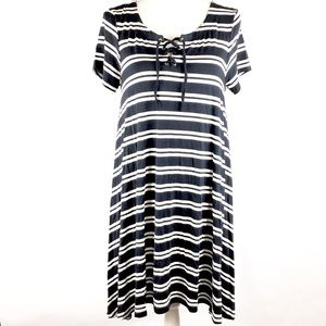 Striped shirt sleeve dress